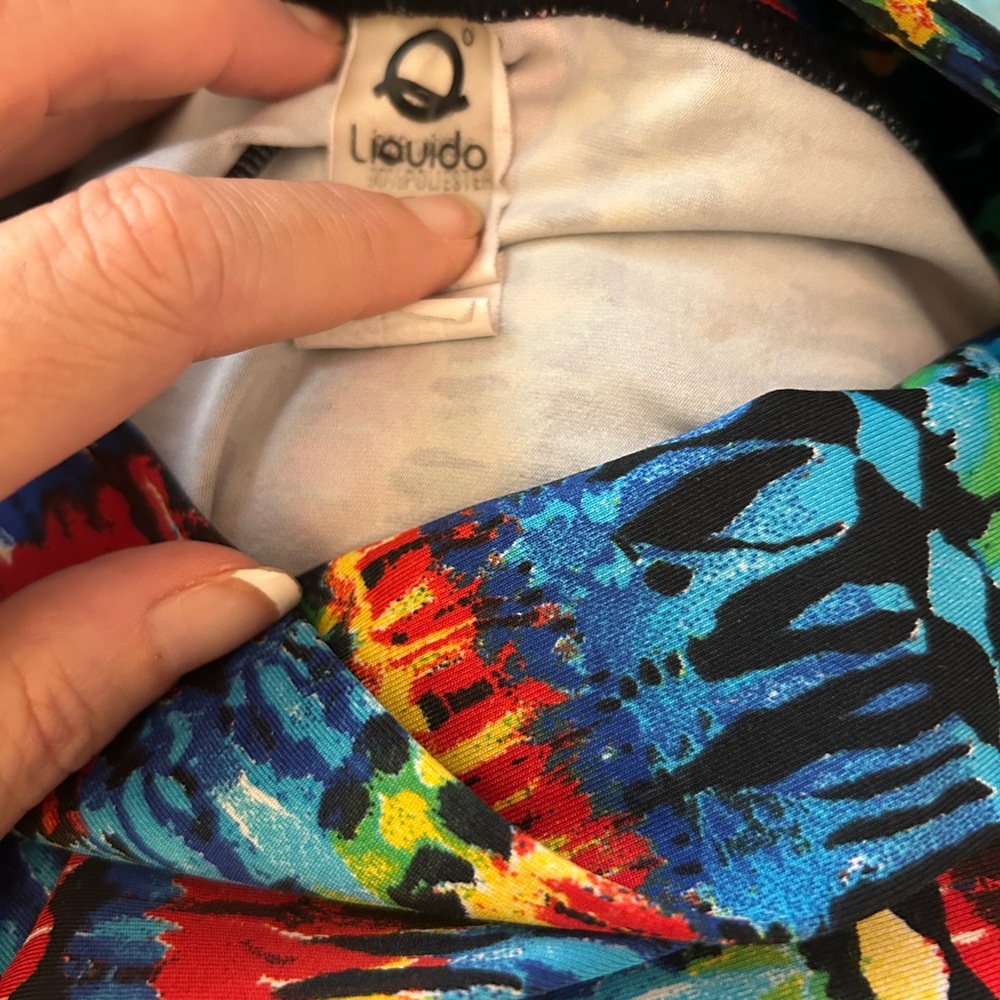 Liquido Activewear Yoga Leggings - Vibrant Tropical Feather Print - Size P/S - Picture 2 of 2